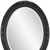 Oval Antiqued Black Wood Frame Mirror - Homeroots - Flyclothing LLC