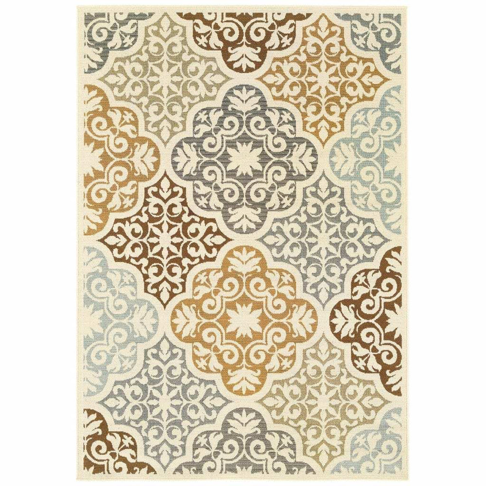 Gray and Ivory Moroccan Indoor Outdoor Area Rug - Homeroots - Flyclothing LLC