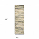 8' Ivory Sage Abtract Lines Indoor Runner Rug - Homeroots - Flyclothing LLC