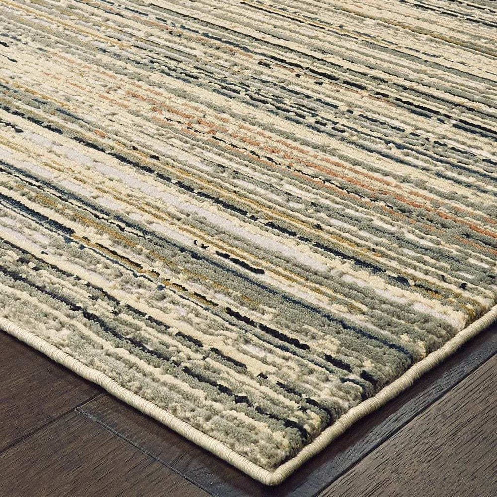 5' X 8' Ivory Sage Abtract Lines Indoor Area Rug - Homeroots - Flyclothing LLC