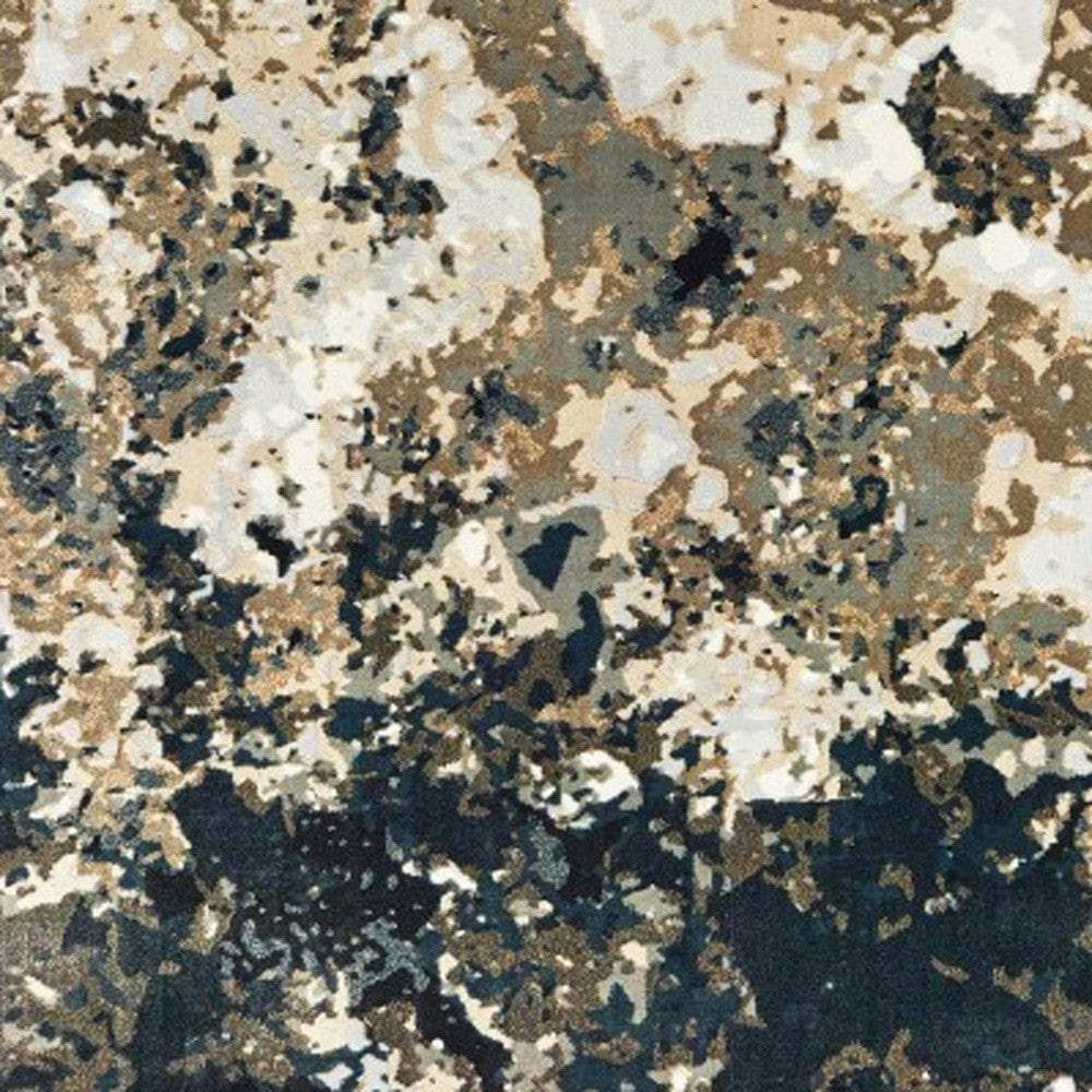 3' X 6' Ivory Navy Abstract Marble Indoor Area Rug - Homeroots - Flyclothing LLC