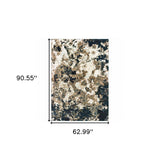 5' X 8' Ivory Navy Abstract Marble Indoor Area Rug - Homeroots - Flyclothing LLC