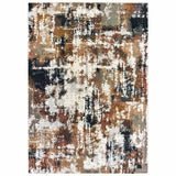 3' X 6' Ivory Gray Abstract Sectors Indoor Area Rug - Homeroots - Flyclothing LLC