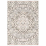 9' X 12' Ivory Grey Distresed Oversize Medallion Indoor Area Rug - Homeroots - Flyclothing LLC