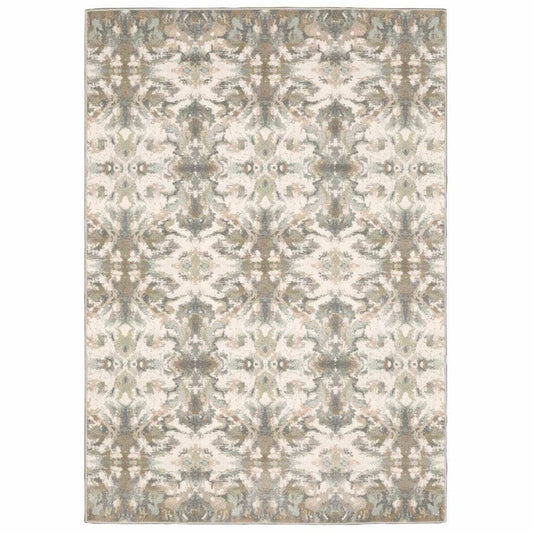 9' X 12' Ivory Gray Abstract Ikat Indoor Area Rug - Homeroots - Flyclothing LLC