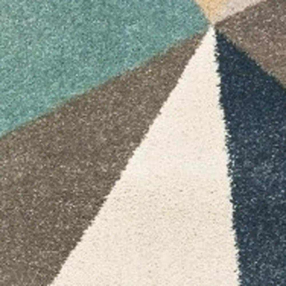 7' X 10' Blue Green Beige Retro Wedge Indoor Area Rug - Homeroots - Flyclothing LLC