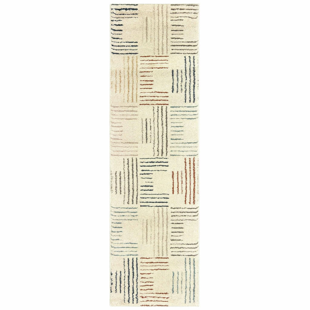 8' Ivory Multi Neutral Tone Scratch Indoor Runner Rug - Homeroots - Flyclothing LLC