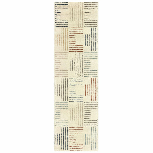 8' Ivory Multi Neutral Tone Scratch Indoor Runner Rug - Homeroots - Flyclothing LLC