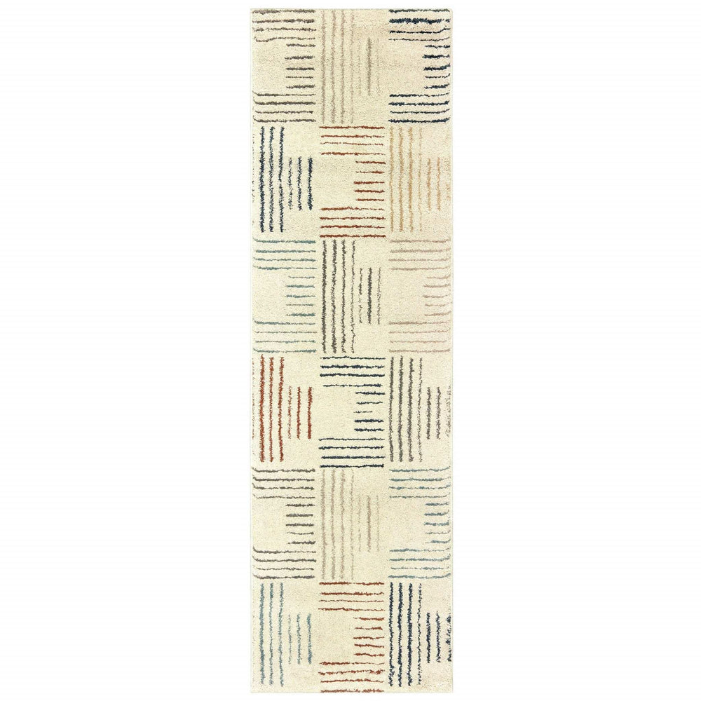 8' Ivory Multi Neutral Tone Scratch Indoor Runner Rug - Homeroots - Flyclothing LLC