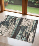 2' X 3' Ivory Blue Gray Abstract Layers Indoor Accent Rug - Homeroots - Flyclothing LLC
