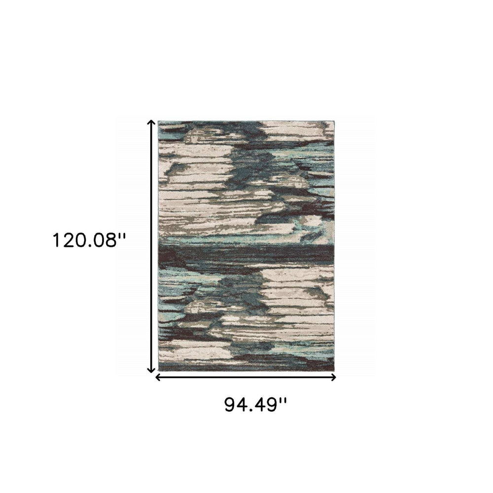 7' X 10' Ivory Blue Gray Abstract Layers Indoor Area Rug - Homeroots - Flyclothing LLC