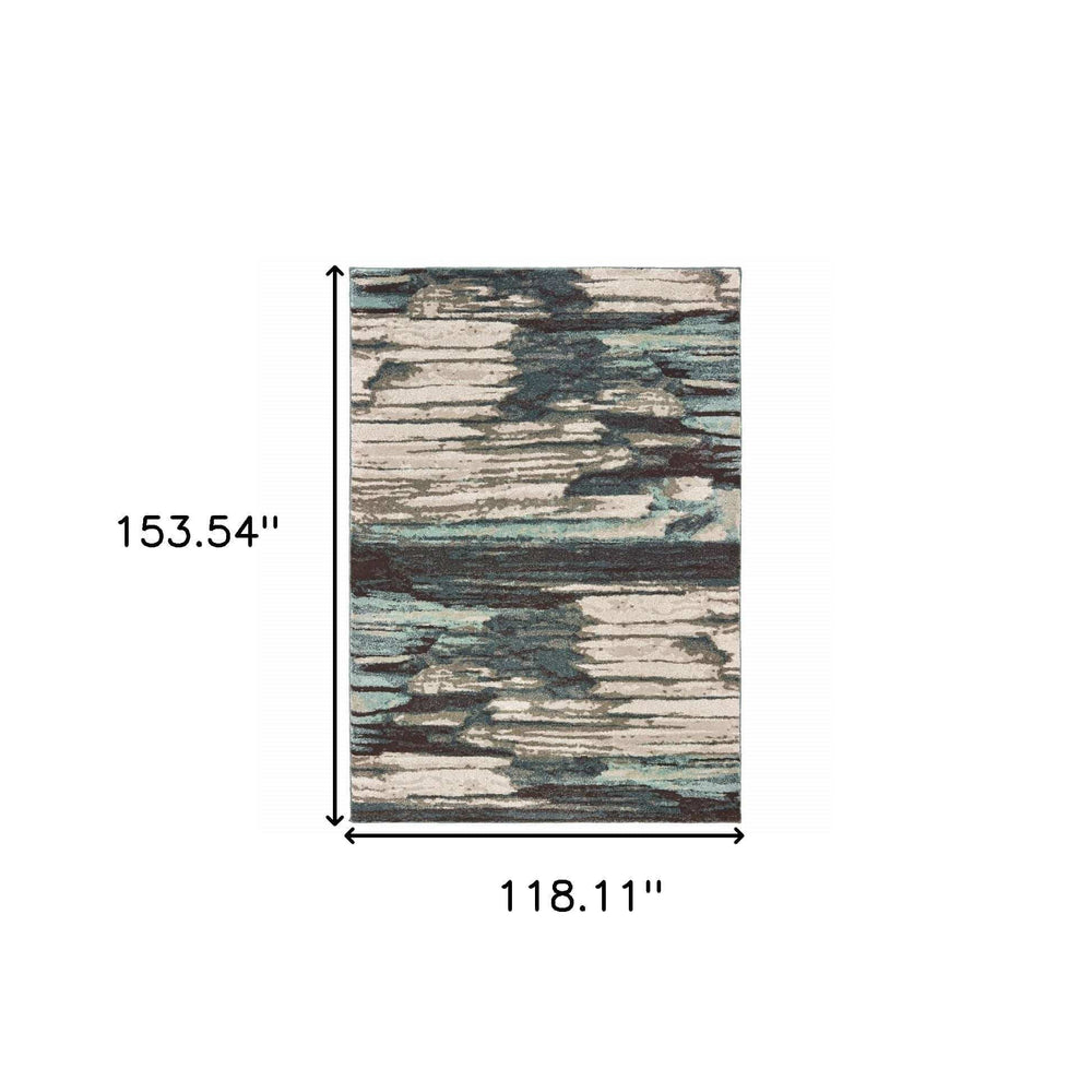 9' X 12' Ivory Blue Gray Abstract Layers Indoor Area Rug - Homeroots - Flyclothing LLC