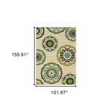 Green and Ivory Floral Indoor Outdoor Area Rug - Homeroots - Flyclothing LLC
