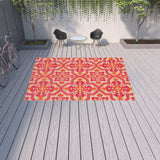 10' X 13' Pink and Orange Moroccan Indoor Outdoor Area Rug - Homeroots - Flyclothing LLC