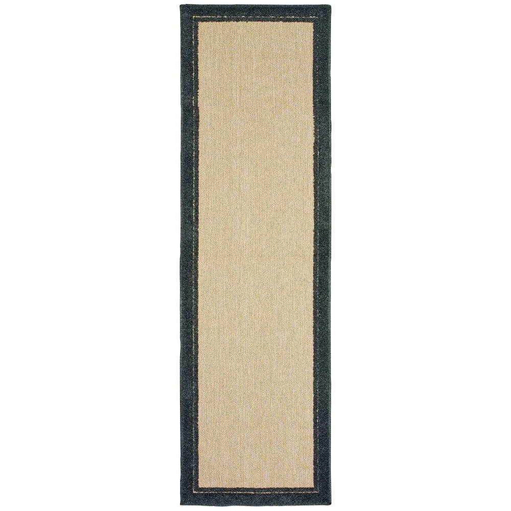 2' X 8' Beige and Black Indoor Outdoor Area Rug - Homeroots - Flyclothing LLC