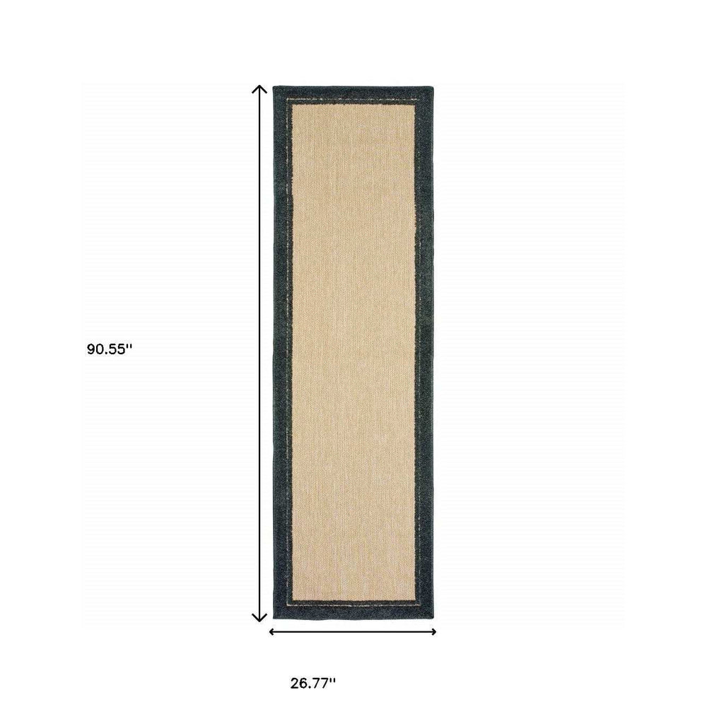 2' X 8' Beige and Black Indoor Outdoor Area Rug - Homeroots - Flyclothing LLC