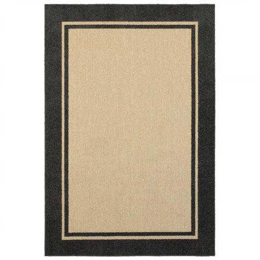 4' X 5' Beige and Black Indoor Outdoor Area Rug - Homeroots - Flyclothing LLC