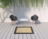 4' X 5' Beige and Black Indoor Outdoor Area Rug - Homeroots - Flyclothing LLC