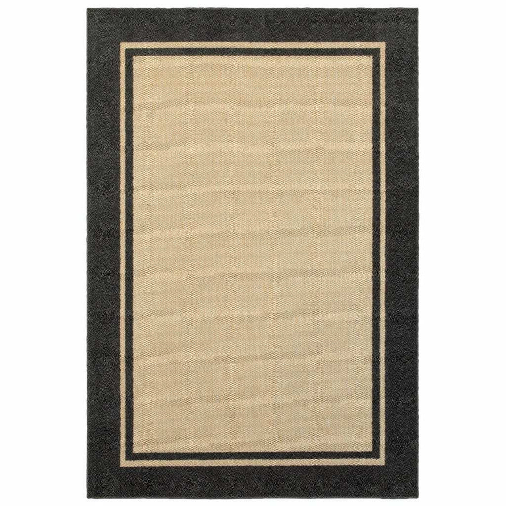Beige and Black Indoor Outdoor Area Rug - Homeroots - Flyclothing LLC