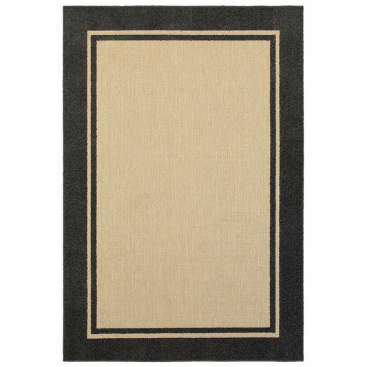 Beige and Black Indoor Outdoor Area Rug - Homeroots - Flyclothing LLC