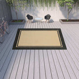 Beige and Black Indoor Outdoor Area Rug - Homeroots - Flyclothing LLC