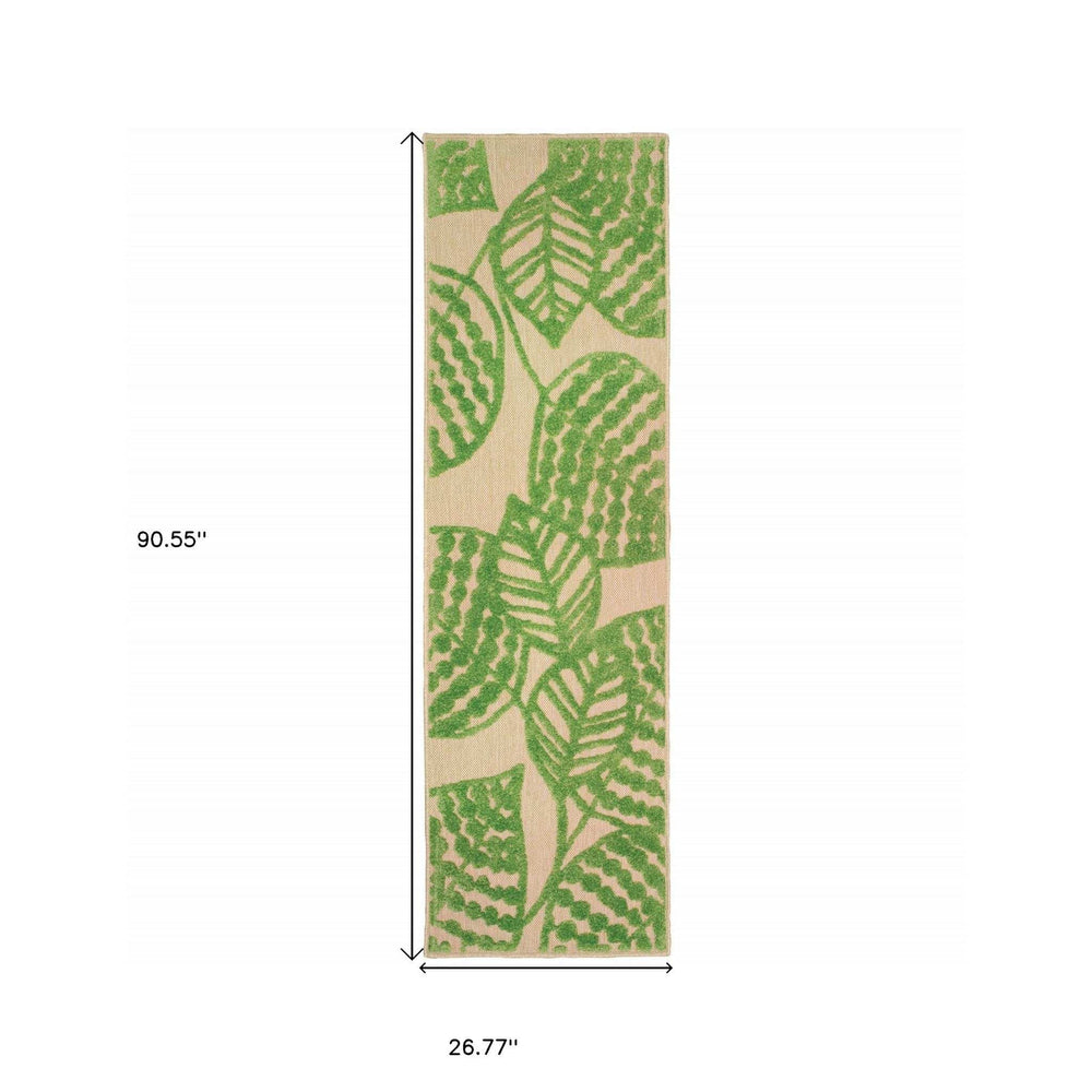 Green Floral Indoor Outdoor Area Rug - Homeroots - Flyclothing LLC