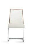 Set Of 2 Modern White Faux Leather And Walnut Finish Dining Chairs - Homeroots - Flyclothing LLC