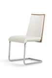 Set Of 2 Modern White Faux Leather And Walnut Finish Dining Chairs - Homeroots - Flyclothing LLC