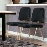 Set Of 2 Gold Black Fabric Solid Back Dining Chairs - Homeroots - Flyclothing LLC