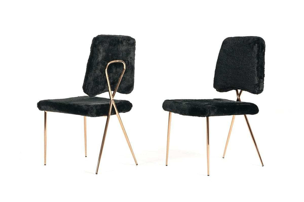 Set Of 2 Gold Black Fabric Solid Back Dining Chairs - Homeroots - Flyclothing LLC