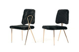 Set Of 2 Gold Black Fabric Solid Back Dining Chairs - Homeroots - Flyclothing LLC