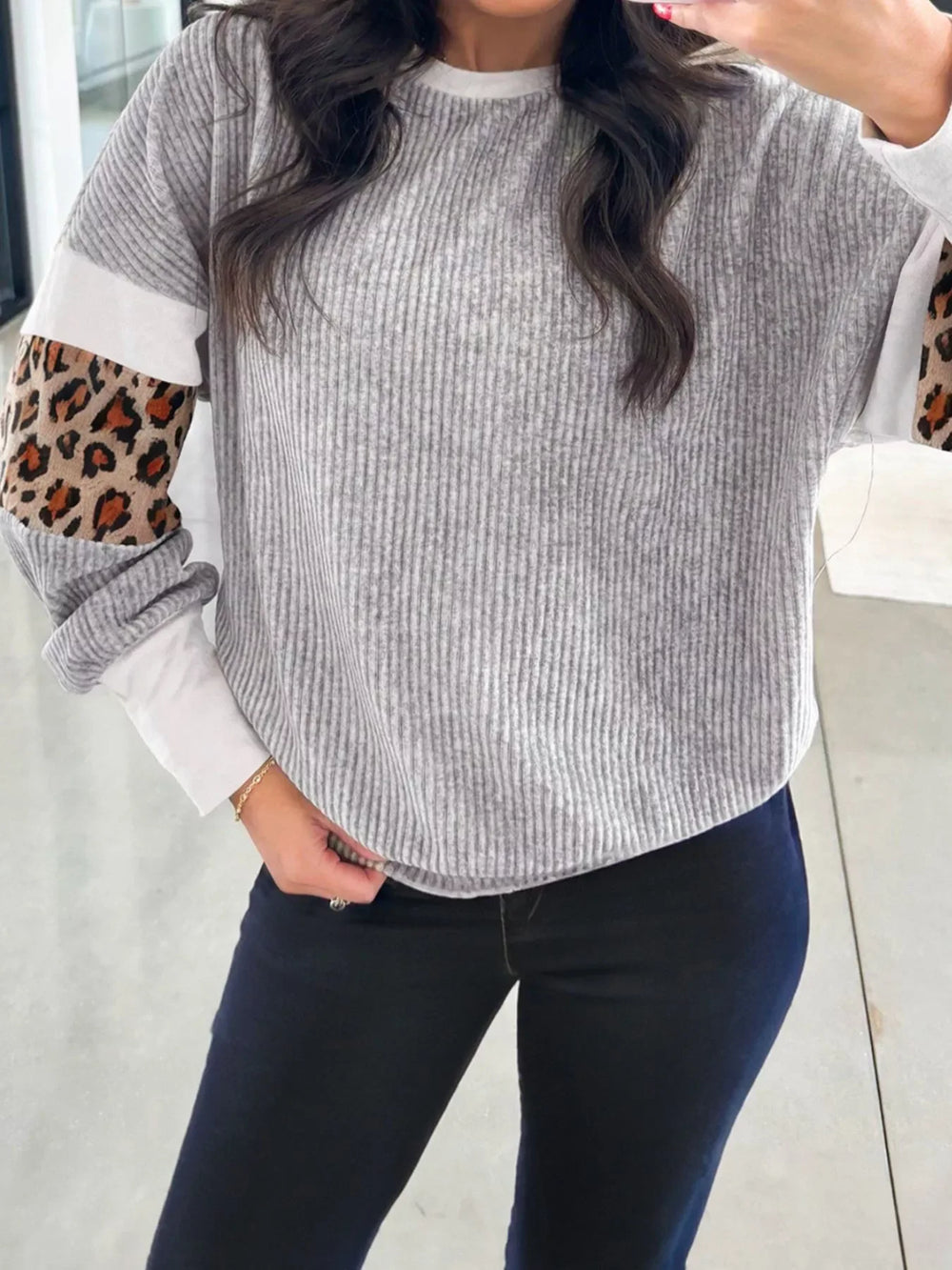 Leopard Long Sleeve Top - Trendsi - Flyclothing LLC