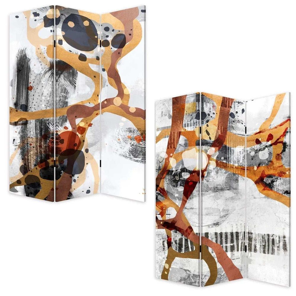 Contemporary Abstract Art Three Panel Room Divider Screen - Homeroots - Flyclothing LLC