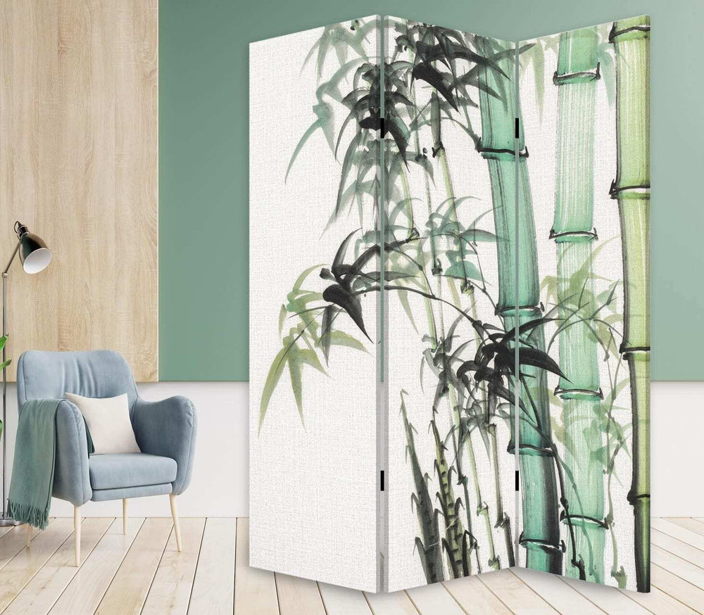 Three Panel Reversible Bamboo Art Room Divider Screen - Homeroots - Flyclothing LLC