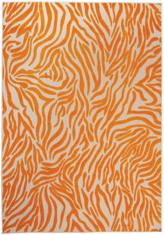 4' X 6' Orange And Ivory Abstract Stain Resistant Indoor Outdoor Area Rug - Homeroots - Flyclothing LLC