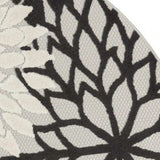 5' Round Black And White Round Floral Indoor Outdoor Area Rug - Homeroots - Flyclothing LLC