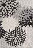 6' X 9' Black And White Floral Indoor Outdoor Area Rug - Homeroots - Flyclothing LLC