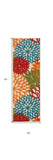 6' Runner Ivory Blue and Orange Floral Indoor Outdoor Area Rug - Homeroots - Flyclothing LLC