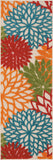 6' Runner Ivory Blue and Orange Floral Indoor Outdoor Area Rug - Homeroots - Flyclothing LLC