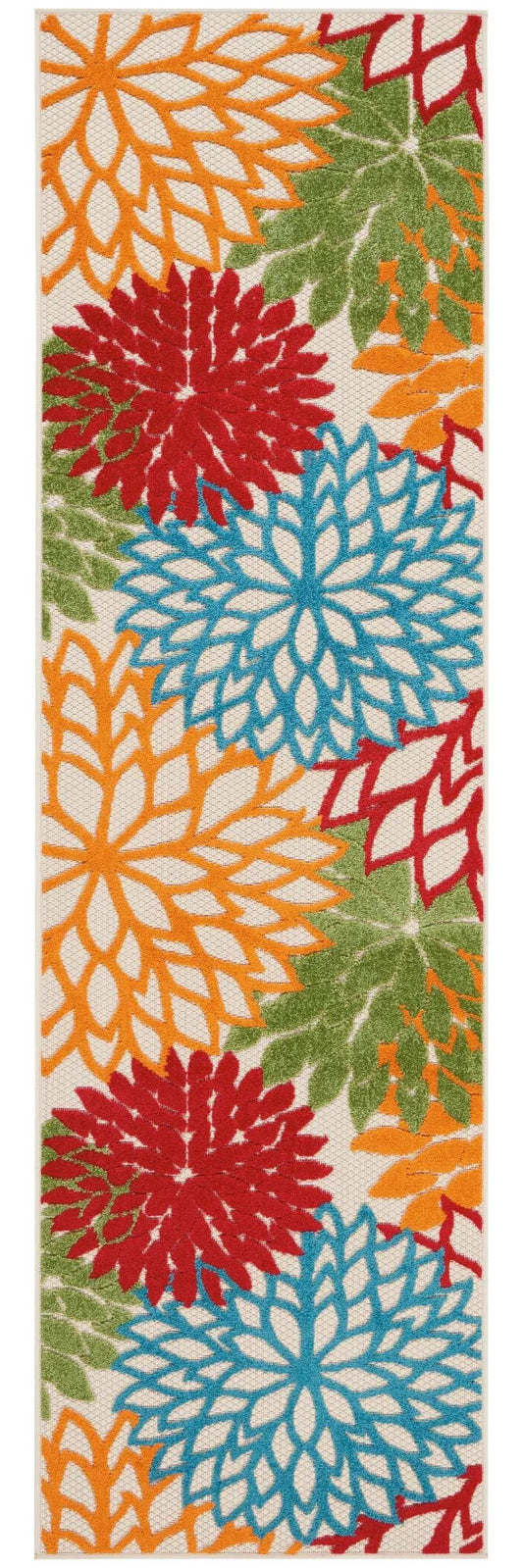 2' X 8' Green And Ivory Floral Indoor Outdoor Area Rug - Homeroots - Flyclothing LLC