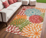 4' X 6' Green And Ivory Floral Indoor Outdoor Area Rug - Homeroots - Flyclothing LLC