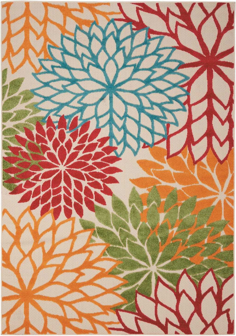 4' X 6' Green And Ivory Floral Indoor Outdoor Area Rug - Homeroots - Flyclothing LLC