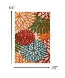 4' X 6' Green And Ivory Floral Indoor Outdoor Area Rug - Homeroots - Flyclothing LLC