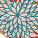 4' Round Green And Ivory Round Floral Indoor Outdoor Area Rug - Homeroots - Flyclothing LLC