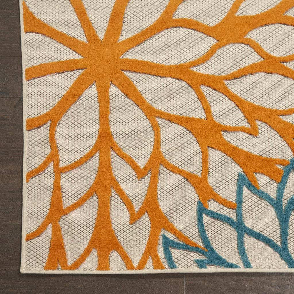 8' X 11' Green And Ivory Floral Indoor Outdoor Area Rug - Homeroots - Flyclothing LLC