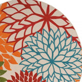 8' Round Green And Ivory Round Floral Indoor Outdoor Area Rug - Homeroots - Flyclothing LLC