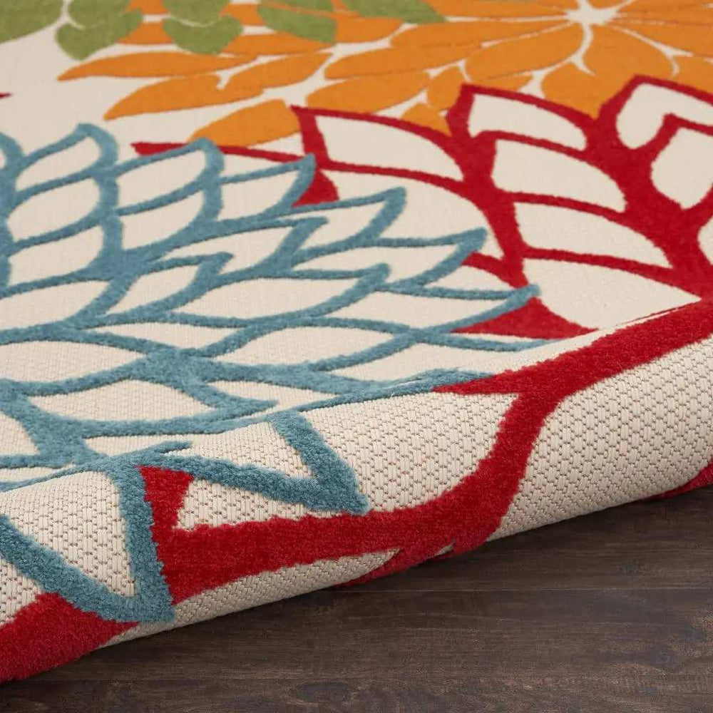 8' Round Green And Ivory Round Floral Indoor Outdoor Area Rug - Homeroots - Flyclothing LLC