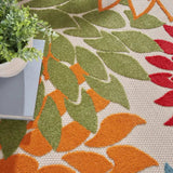 8' Round Green And Ivory Round Floral Indoor Outdoor Area Rug - Homeroots - Flyclothing LLC