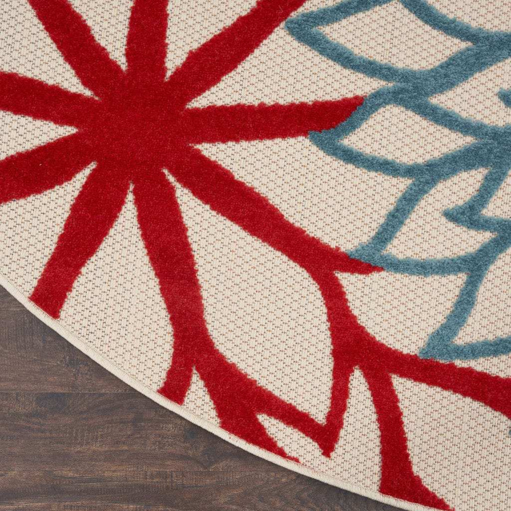 8' Round Green And Ivory Round Floral Indoor Outdoor Area Rug - Homeroots - Flyclothing LLC