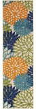 2' X 8' Ivory And Blue Floral Indoor Outdoor Area Rug - Homeroots - Flyclothing LLC